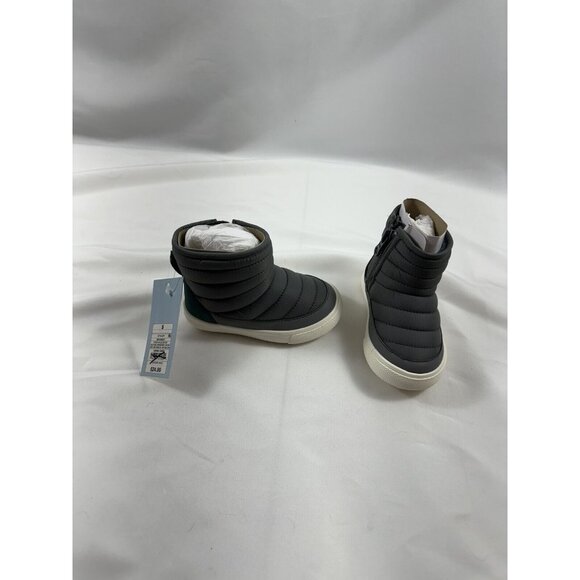 New!! Toddler Boys Ainsley Zipper Booties - Cat & Jack Gray W/ Green Back Size 5 - Picture 2 of 5